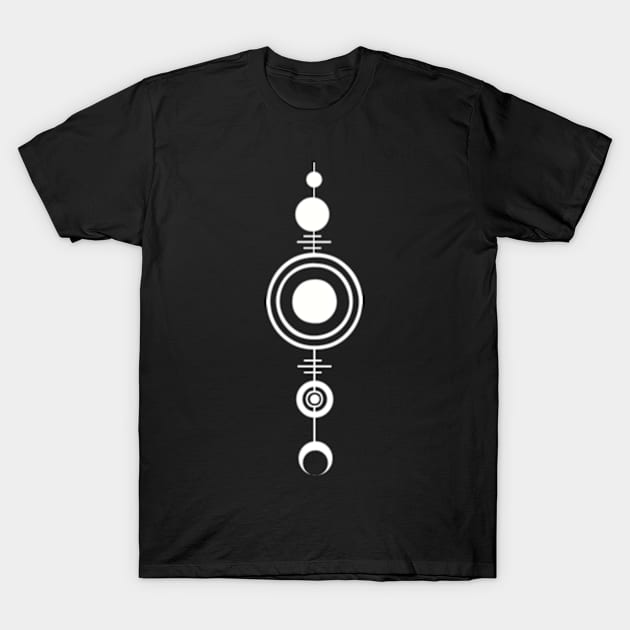 Geometric art of planets and moon T-Shirt by SAMUEL FORMAS